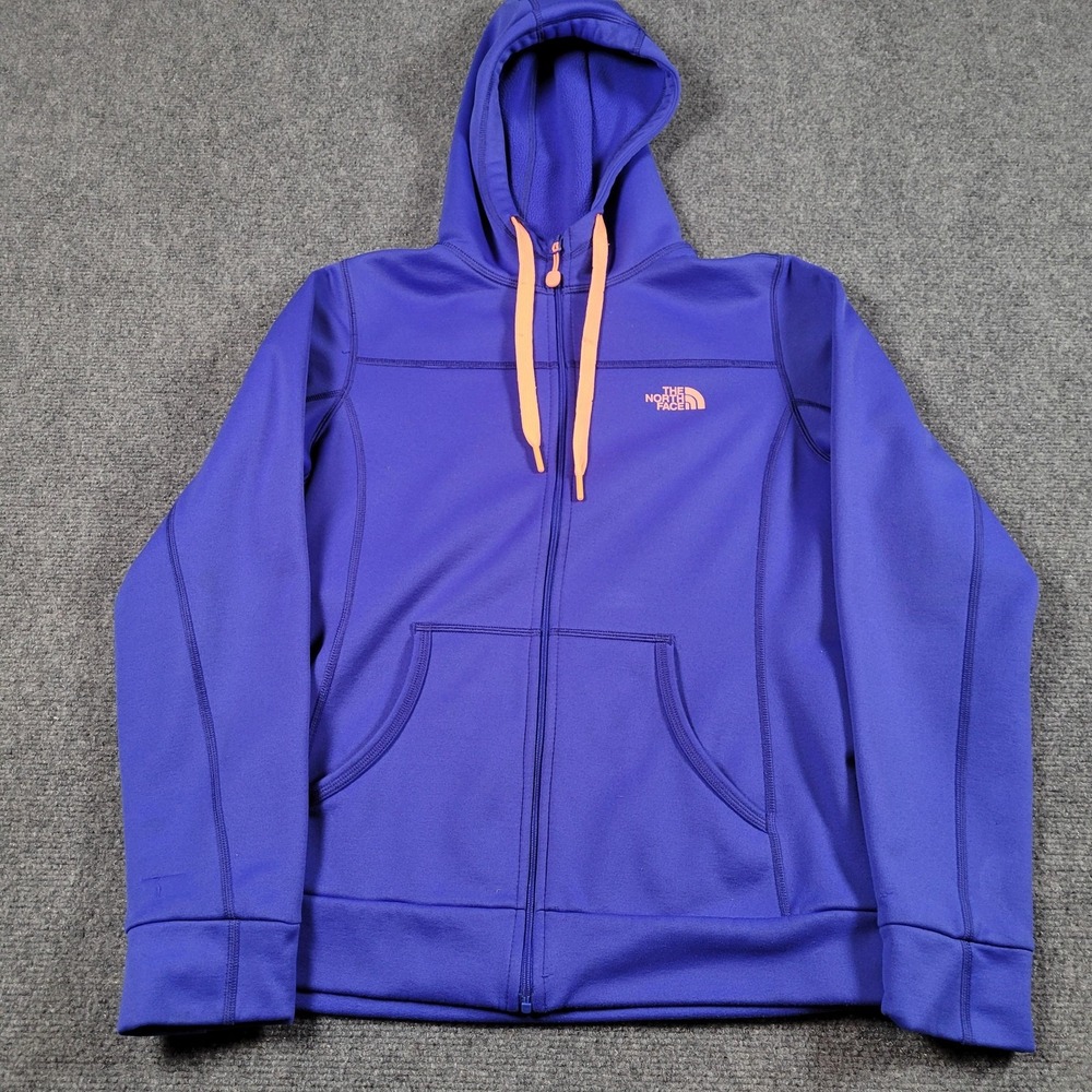 The North Face Hoodie Womens Small Blue Fleece Full Zip Logo Sweatshirt Jacket